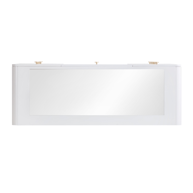 Pemberly Row Transitional Hollywood White Desk with Vanity Mirror