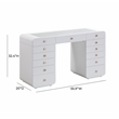 Pemberly Row Transitional Hollywood White Desk with Vanity Mirror