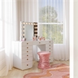 Pemberly Row Transitional Hollywood White Desk with Vanity Mirror