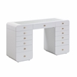 Pemberly Row Transitional Hollywood White Desk with Vanity Mirror
