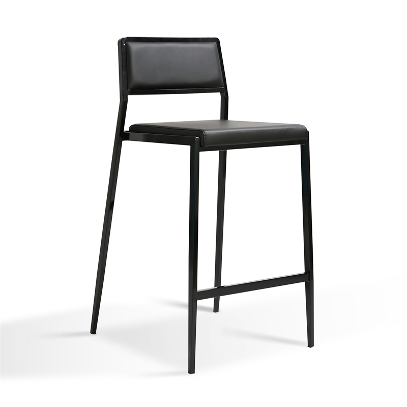 Pemberly Row Black Performance Vegan Leather Stackable Stool - Set of 2