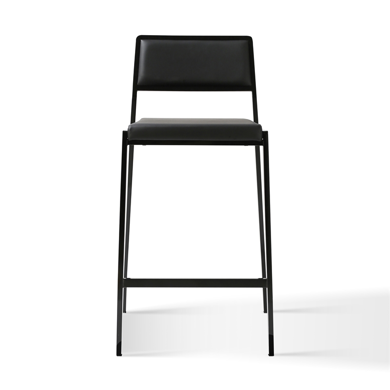 Pemberly Row Black Performance Vegan Leather Stackable Stool - Set of 2