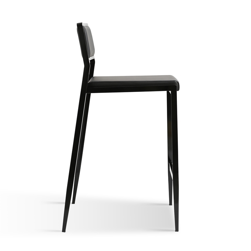 Pemberly Row Black Performance Vegan Leather Stackable Stool - Set of 2