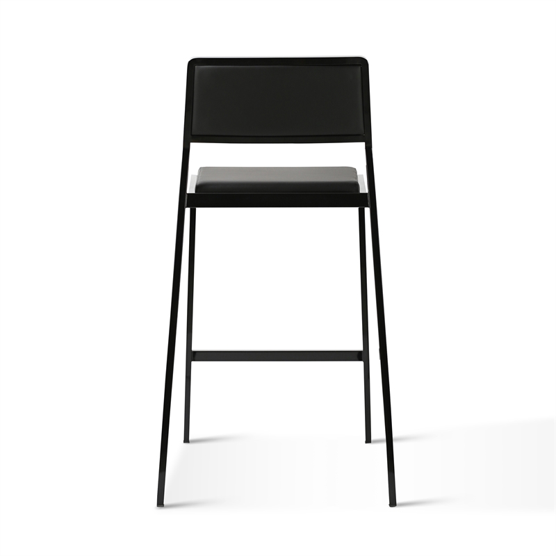 Pemberly Row Black Performance Vegan Leather Stackable Stool - Set of 2