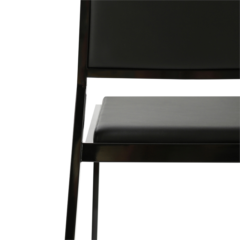 Pemberly Row Black Performance Vegan Leather Stackable Stool - Set of 2