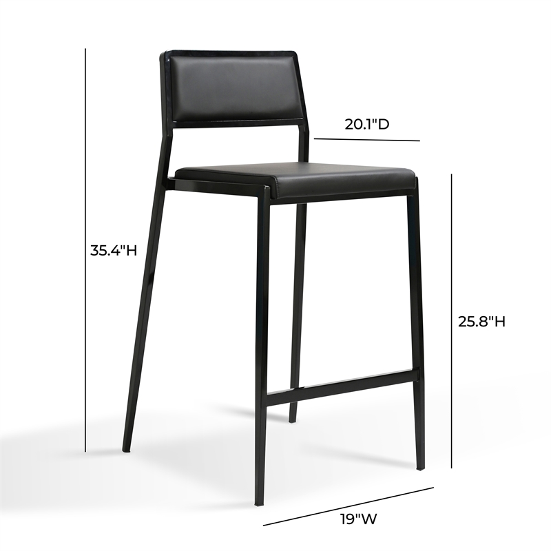 Pemberly Row Black Performance Vegan Leather Stackable Stool - Set of 2