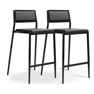 Pemberly Row Black Performance Vegan Leather Stackable Stool - Set of 2