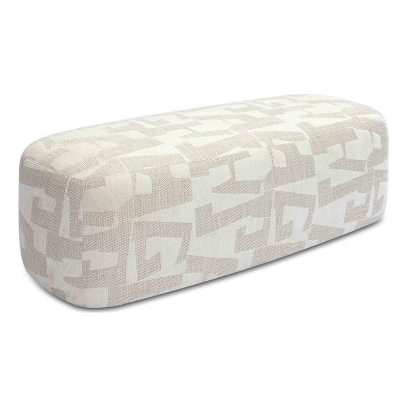 Pemberly Row Modern Transitional Cream Finish Jacquard Bench
