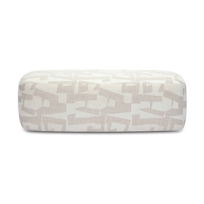 Pemberly Row Modern Transitional Cream Finish Jacquard Bench