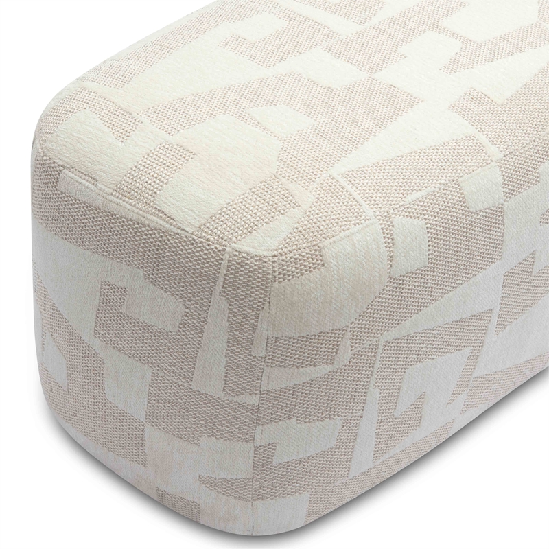 Pemberly Row Modern Transitional Cream Finish Jacquard Bench