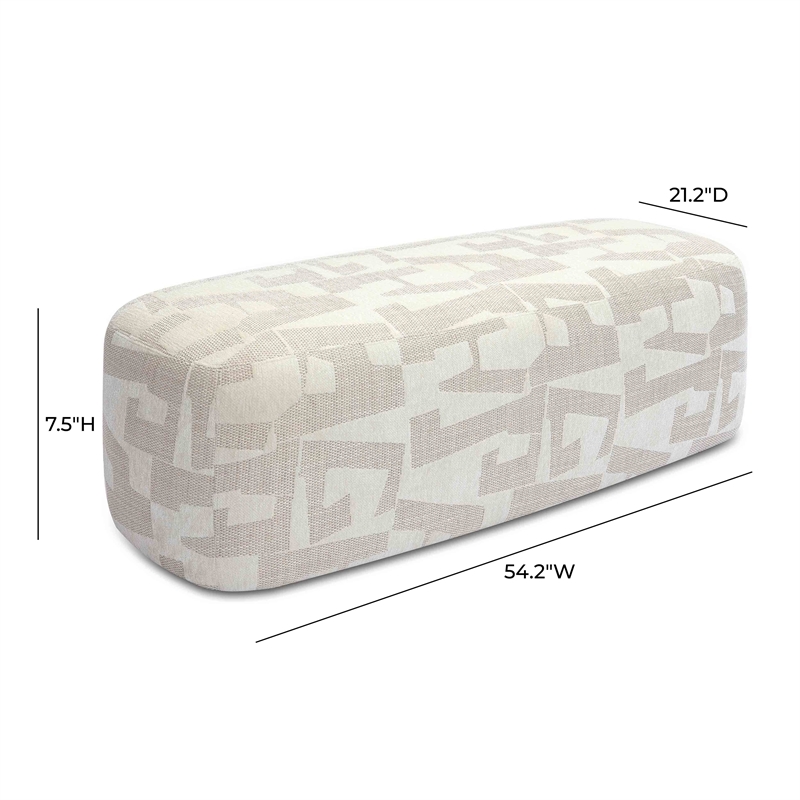 Pemberly Row Modern Transitional Cream Finish Jacquard Bench