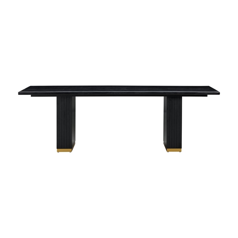 Pemberly Row Transitional Black Oak Rectangular Dining Table