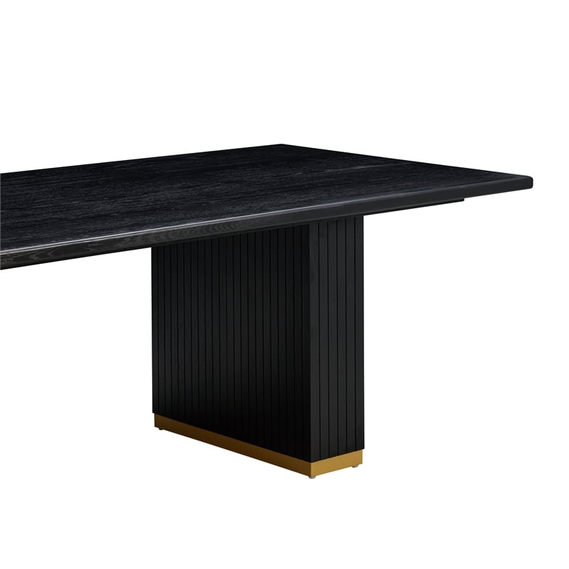 Pemberly Row Transitional Black Oak Rectangular Dining Table