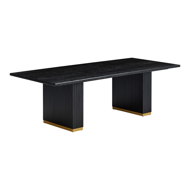 Pemberly Row Transitional Black Oak Rectangular Dining Table