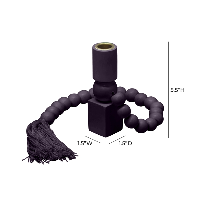 Pemberly Row Handmade Contemporary Merlot Wooden Candlestick