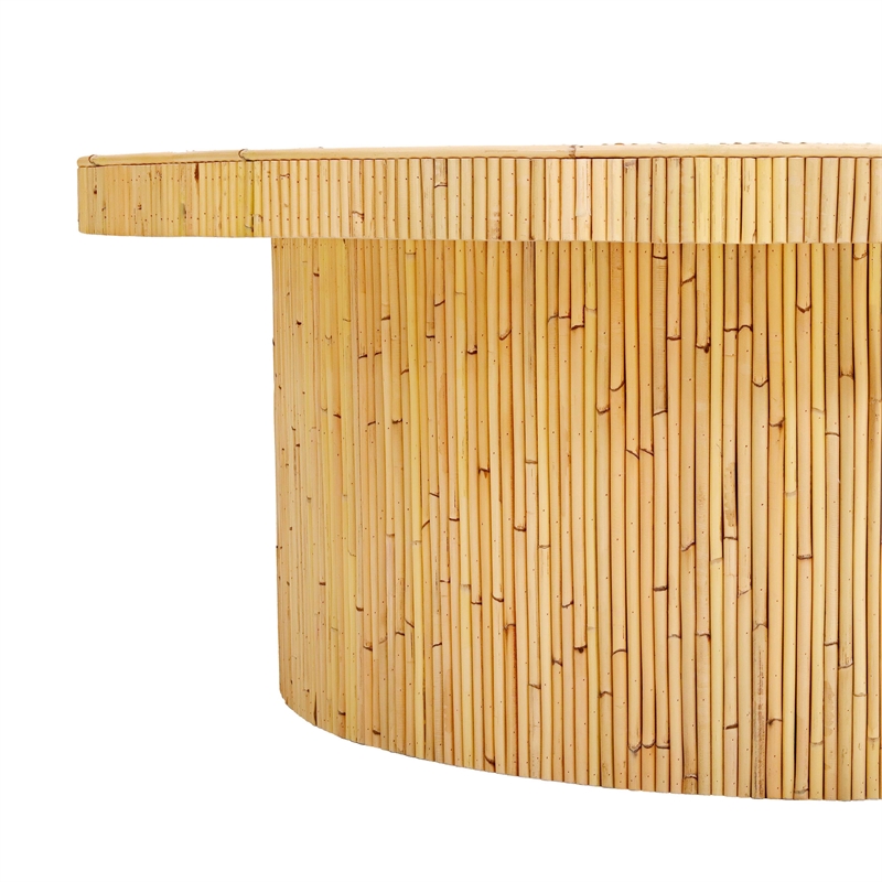 Pemberly Row Handmade Transitional Natural Rattan Coffee Table