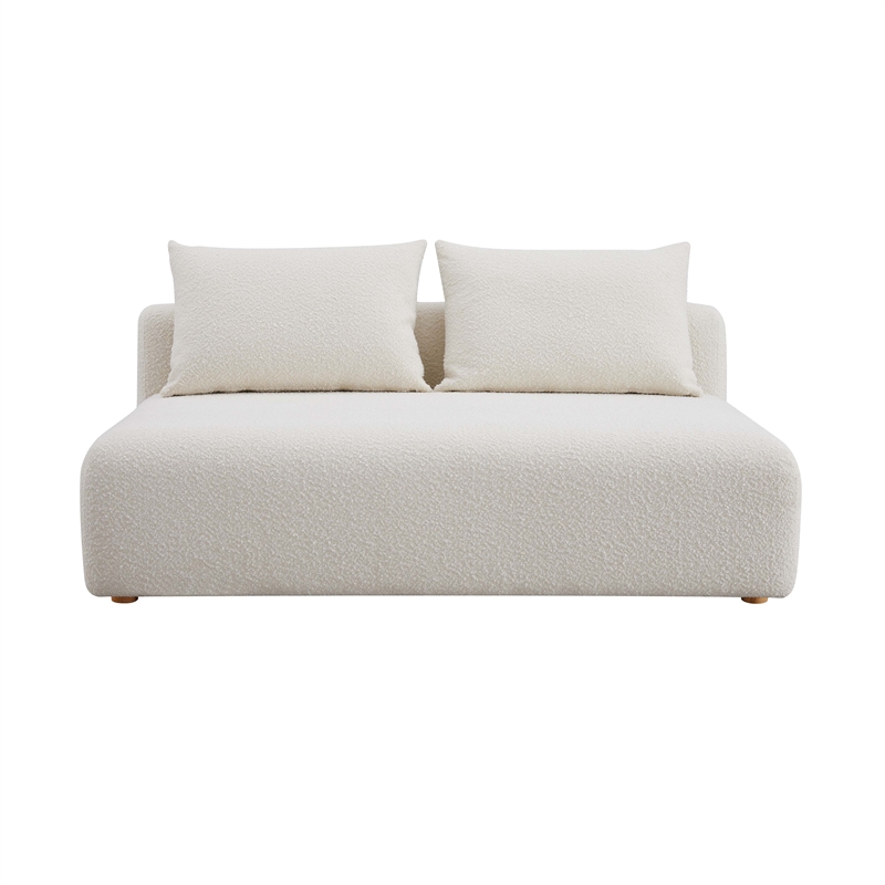 Pemberly Row Contemporary Cream Upholstered Modular Loveseat