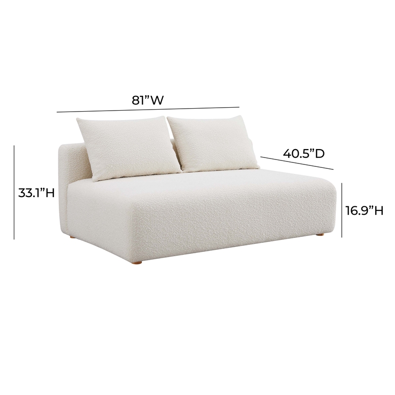 Pemberly Row Contemporary Cream Upholstered Modular Loveseat