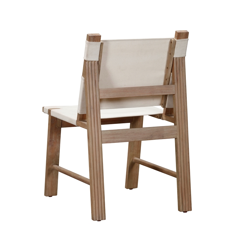 Pemberly Row Contemporary Cream Outdoor Dining Chair - Set of 2