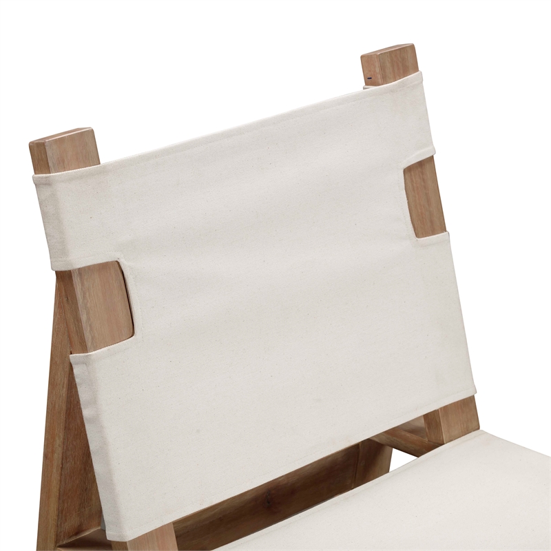 Pemberly Row Contemporary Cream Outdoor Dining Chair - Set of 2