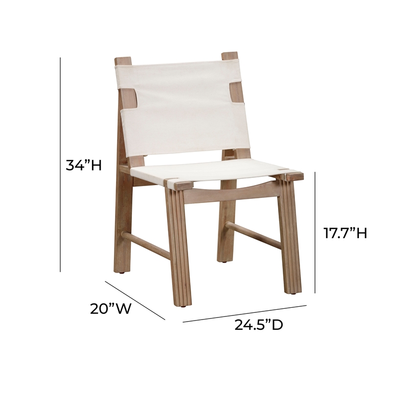 Pemberly Row Contemporary Cream Outdoor Dining Chair - Set of 2