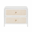 Pemberly Row Contemporary White Finish Rattan 2 Drawer Nightstand
