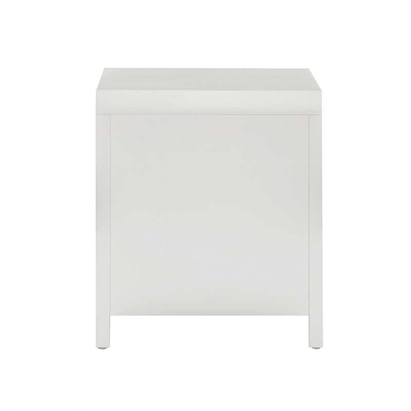 Pemberly Row Contemporary White Finish Rattan 2 Drawer Nightstand