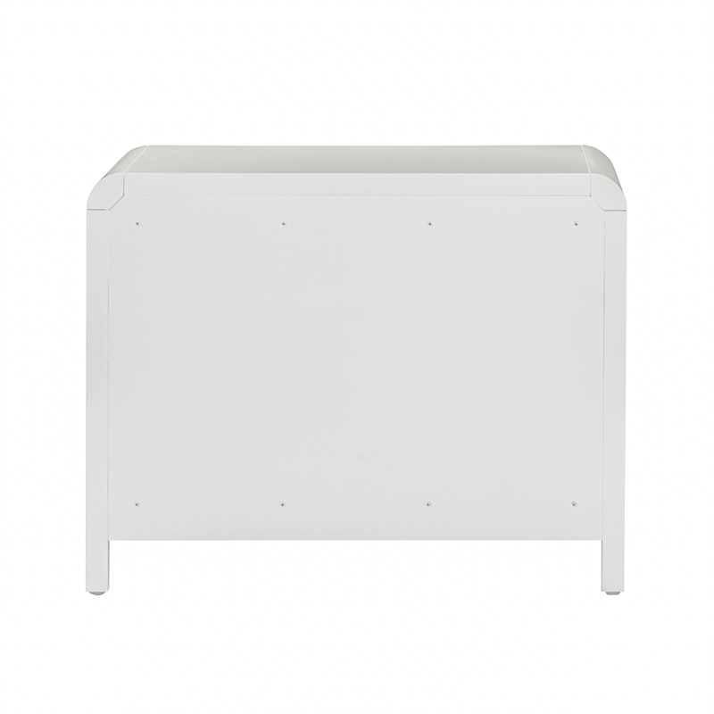 Pemberly Row Contemporary White Finish Rattan 2 Drawer Nightstand