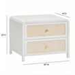 Pemberly Row Contemporary White Finish Rattan 2 Drawer Nightstand