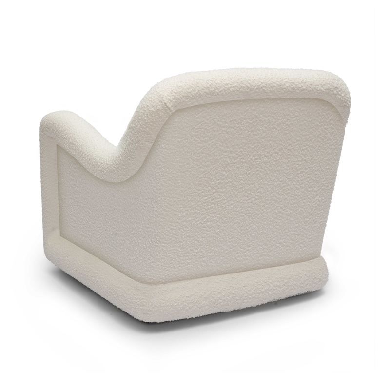 Pemberly Row Transitional Upholstered  Cream Boucle Swivel Chair
