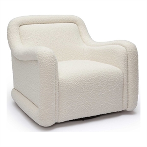 Pemberly Row Transitional Upholstered  Cream Boucle Swivel Chair
