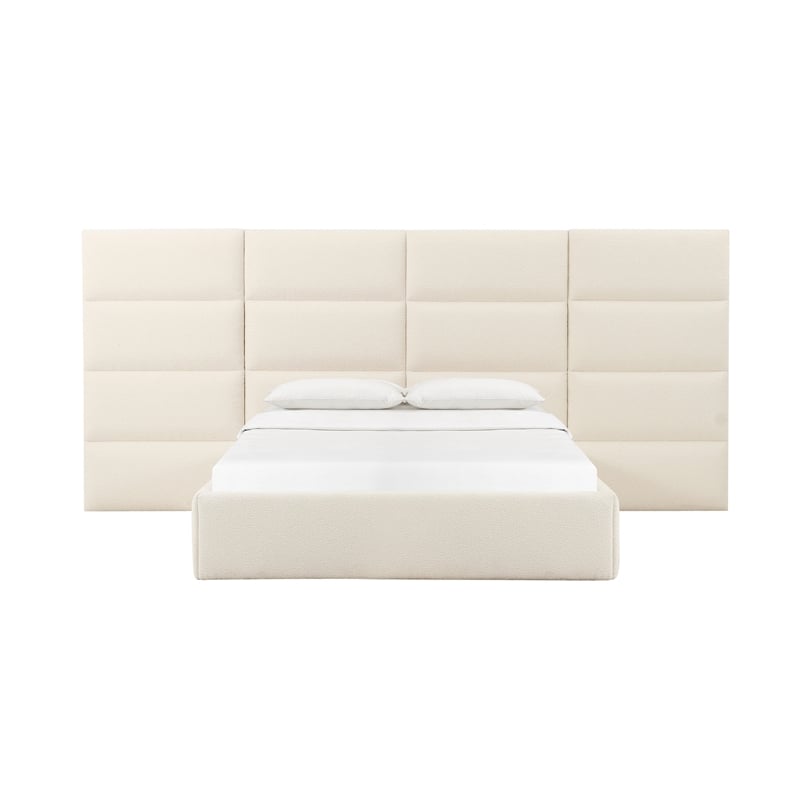 Pemberly Row Contemporary Cream Boucle Queen Wings (Set of 2)