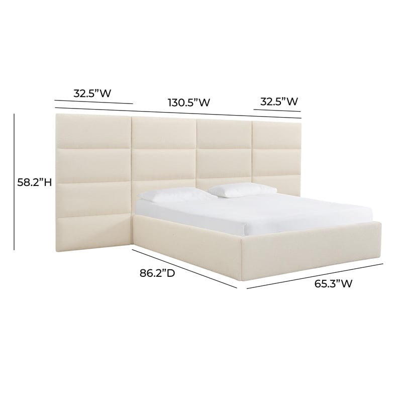 Pemberly Row Contemporary Cream Boucle Queen Wings (Set of 2)