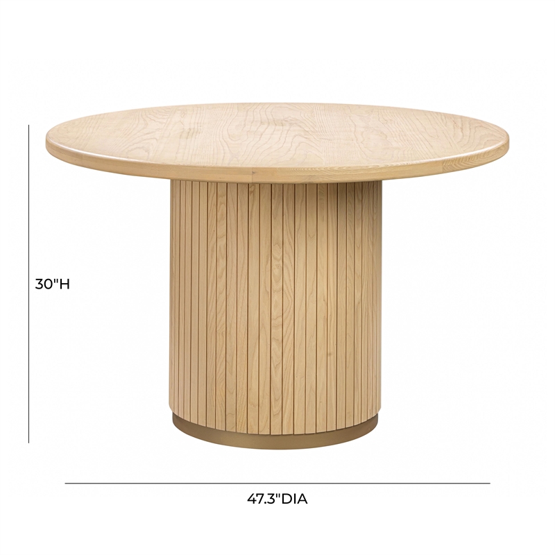 Pemberly Row Transitional Oak Wood Round Dining Table - 47.3