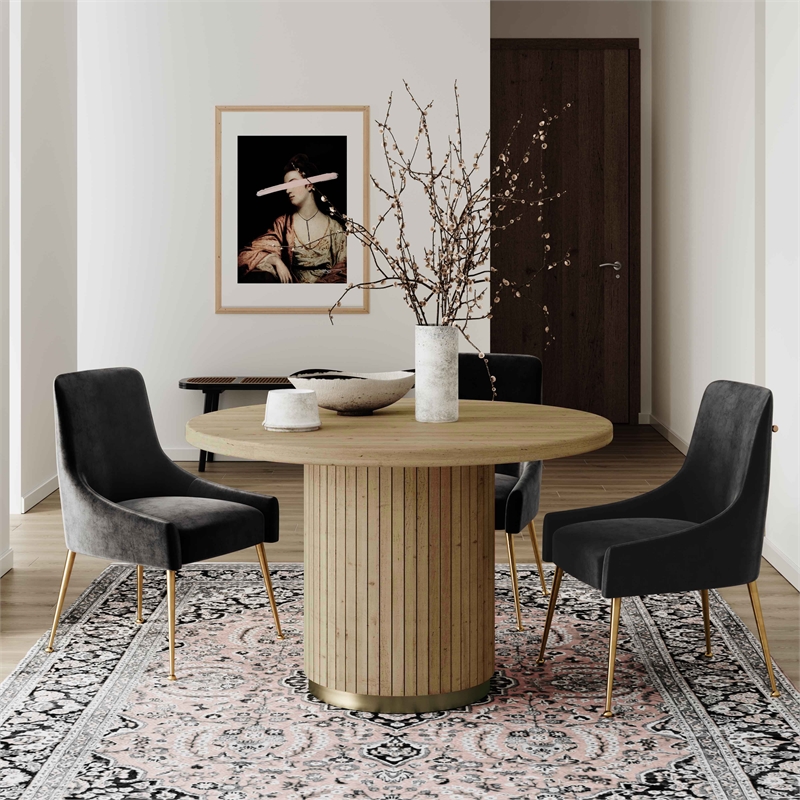 Pemberly Row Transitional Oak Wood Round Dining Table - 47.3