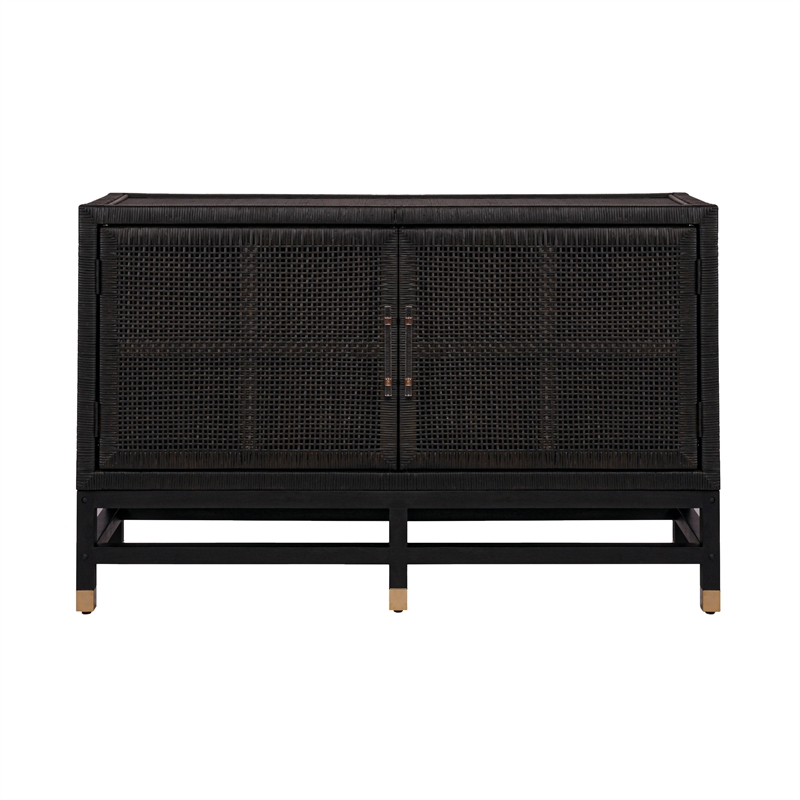 Pemberly Row Handmade Modern Coastal Charcoal Woven Rattan Buffet