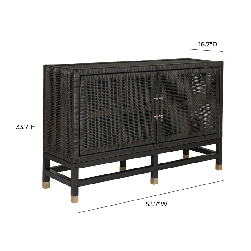 Pemberly Row Handmade Modern Coastal Charcoal Woven Rattan Buffet