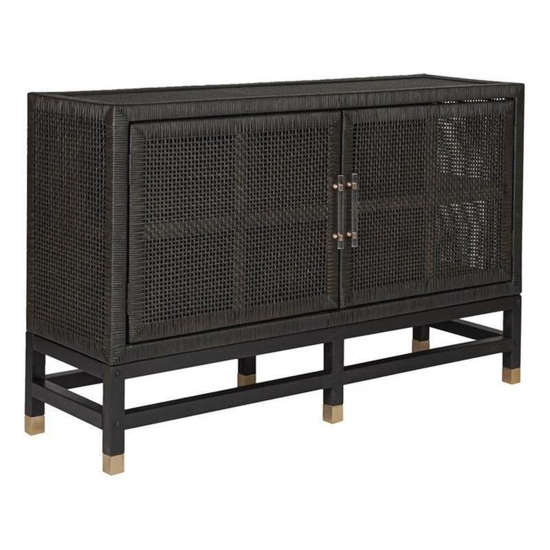 Pemberly Row Handmade Modern Coastal Charcoal Woven Rattan Buffet