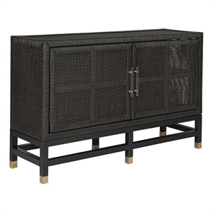 Pemberly Row Handmade Modern Coastal Charcoal Woven Rattan Buffet
