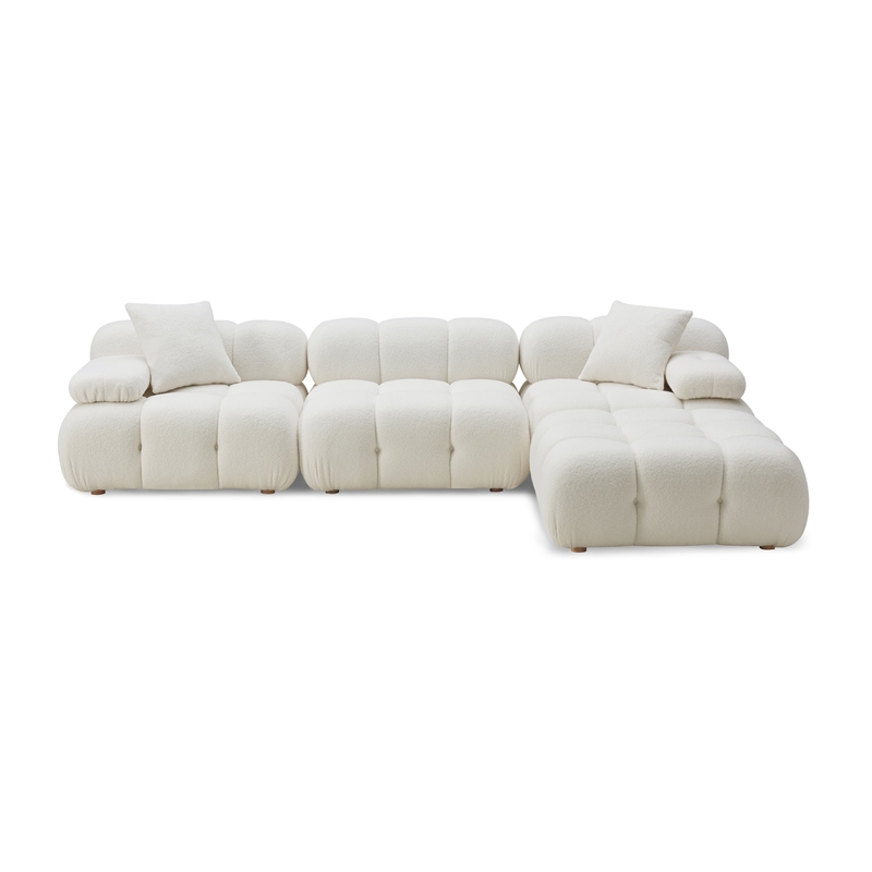 Pemberly Row Cream Vegan Shearling 4-piece Modular Sectional