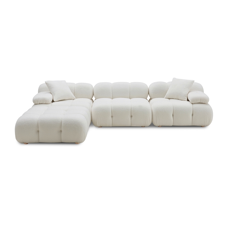 Pemberly Row Cream Vegan Shearling 4-piece Modular Sectional
