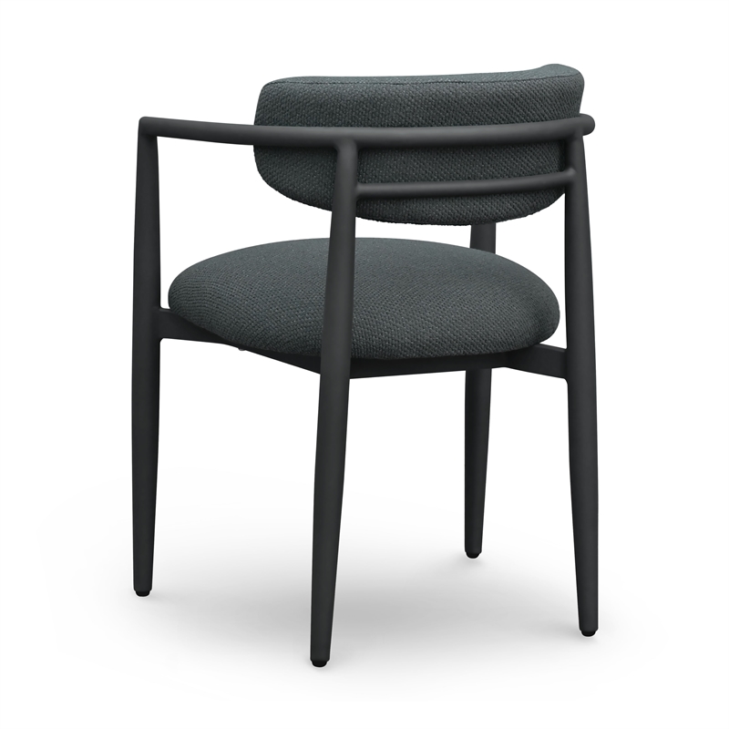 Pemberly Row Contemporary Black Textured Outdoor Dining Arm Chair