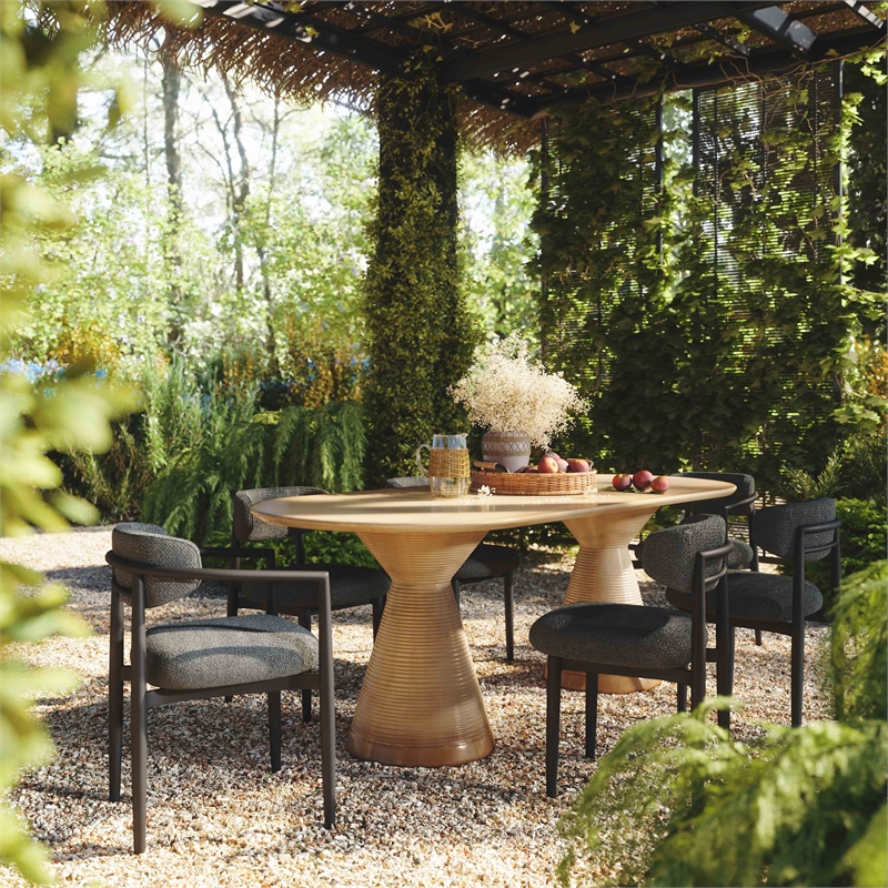 Pemberly Row Contemporary Black Textured Outdoor Dining Arm Chair