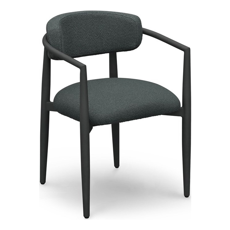 Pemberly Row Contemporary Black Textured Outdoor Dining Arm Chair