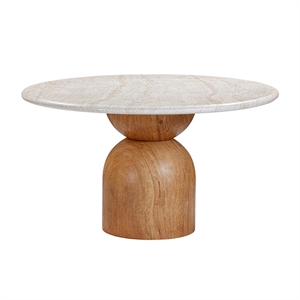 Pemberly Row Travertine Concrete Indoor / Outdoor 54&quot Round Dining Table