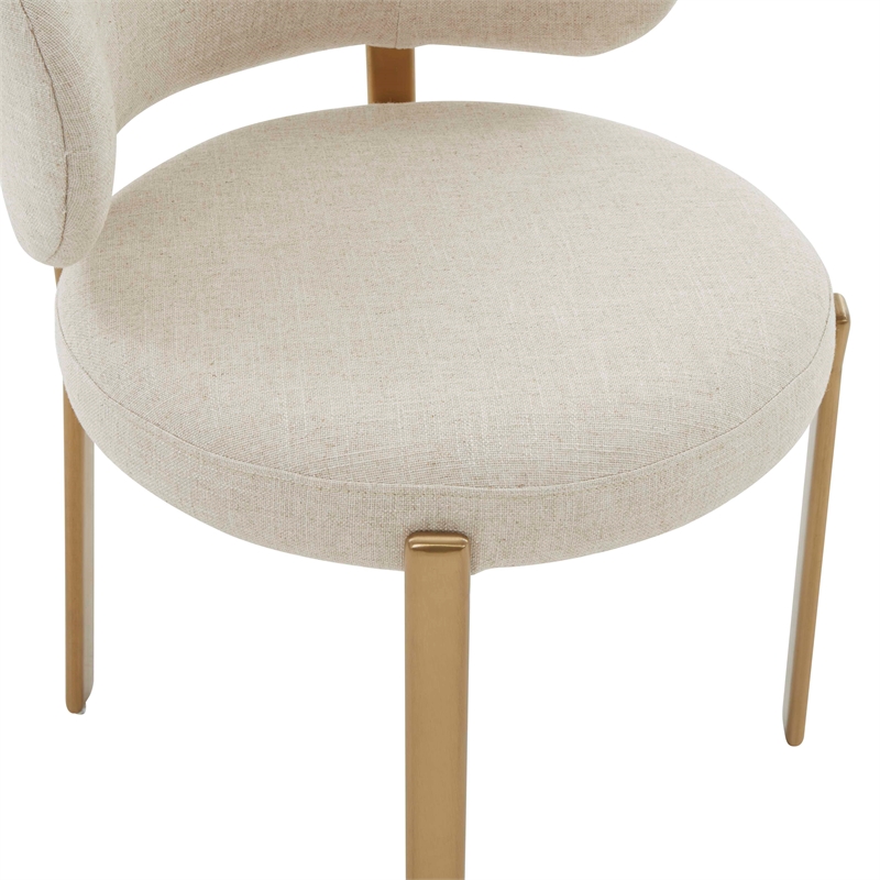 Pemberly Row Handmade Modern Transitional Cream Linen Dining Chair