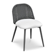 Pemberly Row Contemporary Black Rattan Performance Fabric Dining Chair