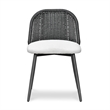 Pemberly Row Contemporary Black Rattan Performance Fabric Dining Chair