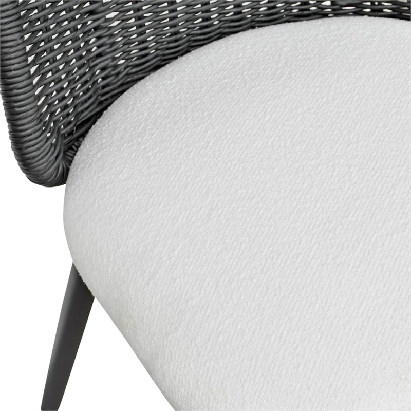 Pemberly Row Contemporary Black Rattan Performance Fabric Dining Chair