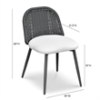 Pemberly Row Contemporary Black Rattan Performance Fabric Dining Chair